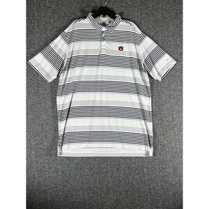 Columbia Golf Auburn Tigers Mens 2XL Striped Performance Polo Shirt White Navy